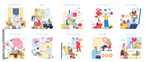 Seniors Enjoying Happy Retirement Life with Family