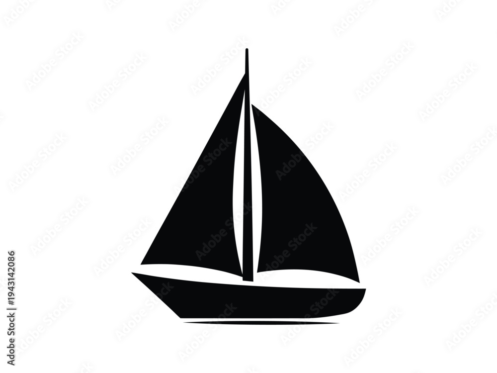 Fototapeta premium Sail boat icon, sailing boat logo, ship vector illustration isolated on white background