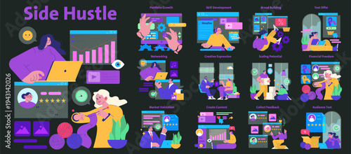Side Hustle Vector Illustration Highlighting Creative Work