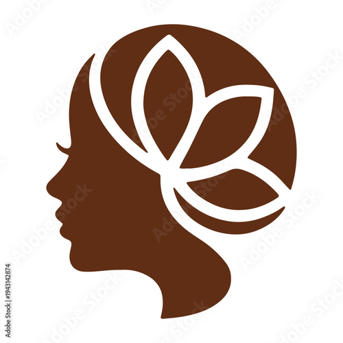 Creative silhouette of a brain with a stylized flower design incorporated within it