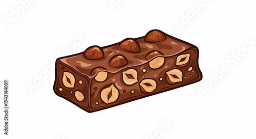 A hand-drawn chocolate bar filled with whole and halved hazelnuts