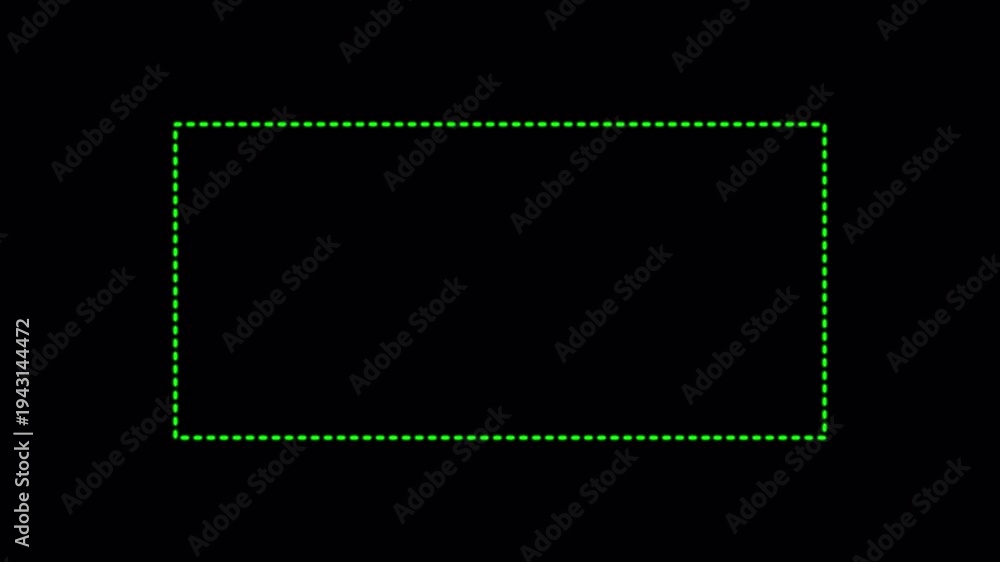 Dotted line rectangle frame animation on transparent background ...