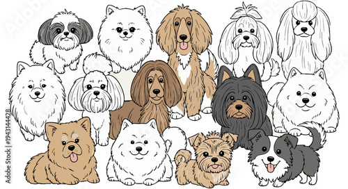 Cute cartoon animal collection with dogs cats and other funny pets in vector style
