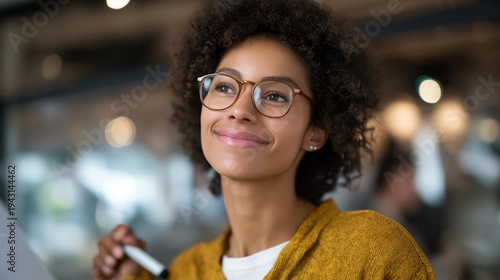 Wallpaper Mural Neurodivergent team member shares unique problem solving approach on whiteboard, colleagues taking notes with interest, innovative thinking celebrated, perfect for cognitive diversity benefits, Torontodigital.ca