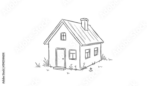 Little cozy house hand drawn sketch vector illustration simple home drawing
