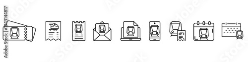 Train ticket icon vector set. Rail pass Illustration sign collection. Railway travel symbol or logo.
