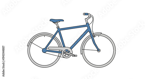 Blue Bicycle Illustration with Simple Design.