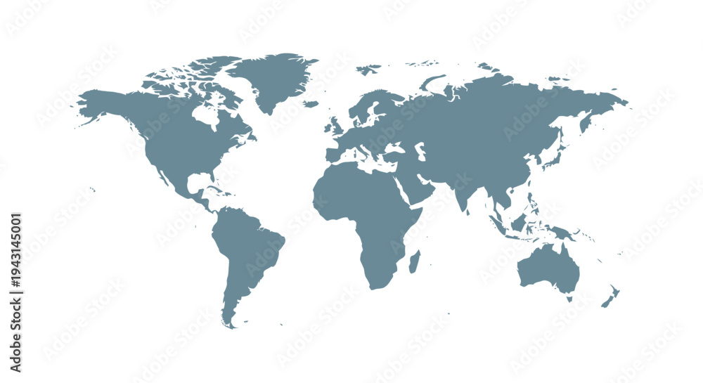 Fototapeta premium World Map Silhouette on White Background.