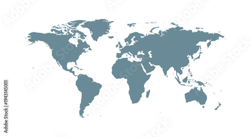 World Map Silhouette on White Background.