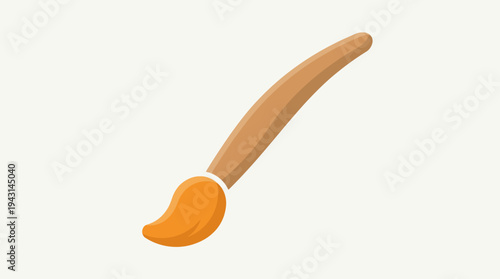 Paint Brush with Orange Paint on Tip.