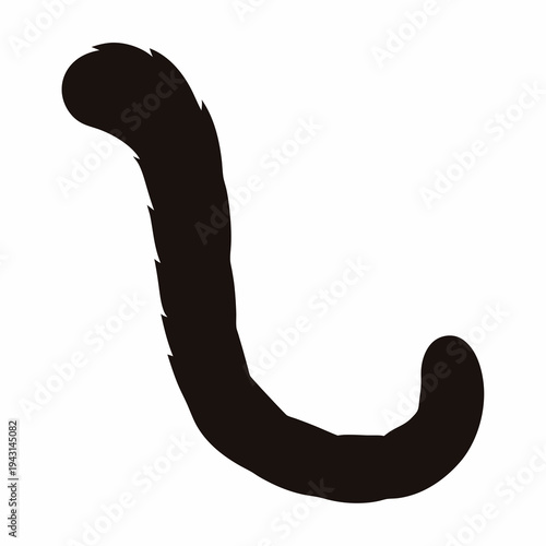 Silhouette of a bushy, fluffy cat tail with distinctive fur texture