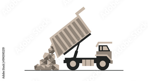Dump Truck Dumping Gravel or Rocks.