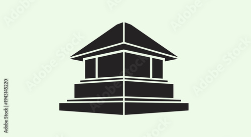 Simple Black Pagoda Icon Illustration Design.