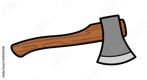 Axe with Wooden Handle and Metal Blade.
