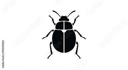 Minimalist black and white vector graphic illustration design of a common beetle insect