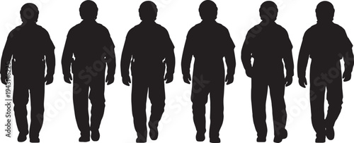 Black Solid Air Force Pilots Helmets Silhouettes Set of Six on White Background