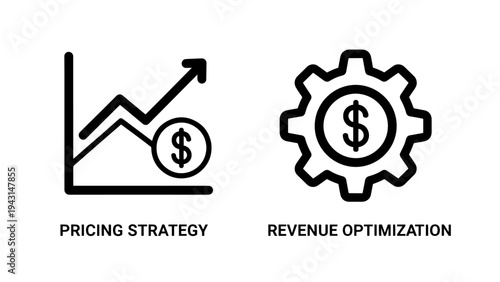 Pricing strategy and revenue optimization outline icons for business growth and financiai management concepts
