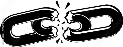 Broken Chain Link Symbolizing Failure, Weakness, or Separation
