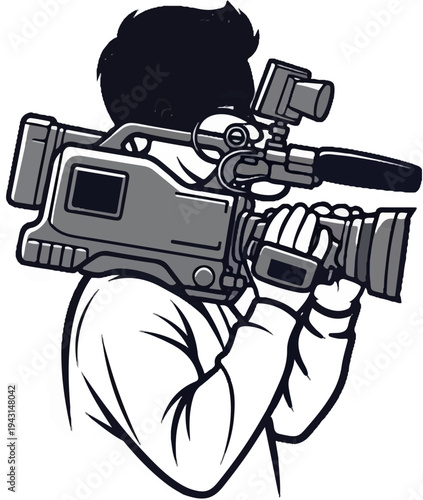 Person filming with a professional video camera