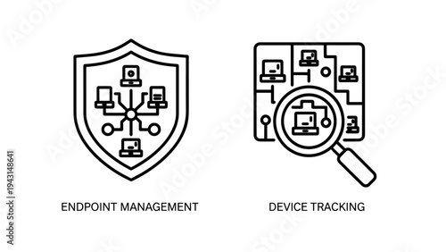 Endpoint management and device tracking icons, network security and it