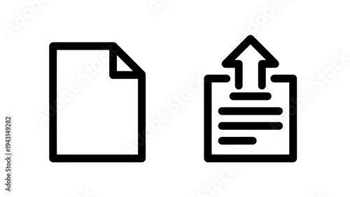 Blank file document and data upload arrow icons for digitai management and cloud storage