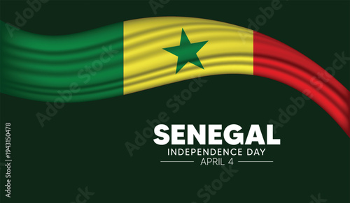 Senegal Independence Day poster with waving national flag patriotic celebration design