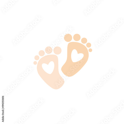 Baby footprint icon for newborn identity and childhood growth concept.