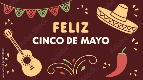 Colorful celebration elements for cinco de mayo festival