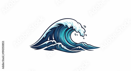 Majestic ocean wave crashing with foamy white crest and blue depths