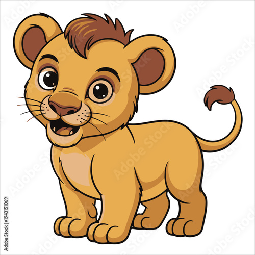 Vector cartoon lion cub illustration