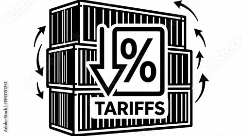 Tariffs Reduction Concept with Shipping Containers and Arrows Symbolizing Global Trade Decrease