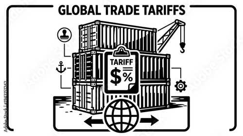 Trade Tariffs Impacting Global Economy Illustrated with Shipping Containers and Import Export Logistics