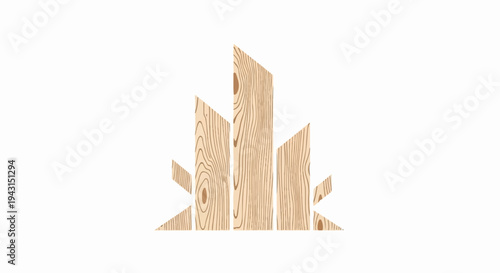 Abstract wooden planks forming a modern skyline