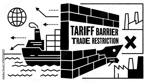 Global Trade Barriers Tariffs Restriction Blocking International Shipping Industry