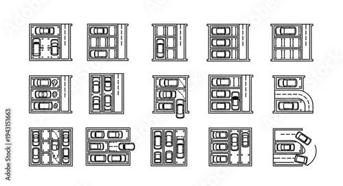 Overhead Parking Lot Layouts - A Variety of Designs.