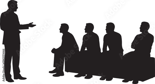 Black Solid Benefits Package Explanation Silhouettes Set of Six on White Background