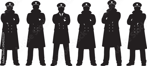 Black Solid Captain Arms Crossed Confident Set of Six