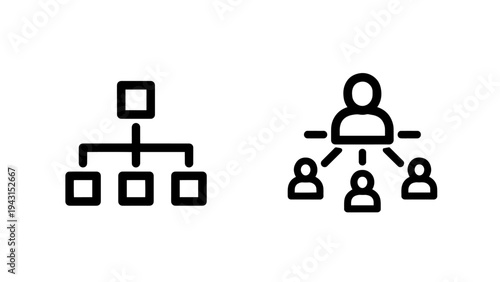 Organizationai chart and team hierarchy icons, business structure