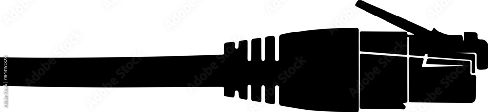Obraz premium Single RJ45 ethernet cable silhouette vector illustration