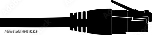 Single RJ45 ethernet cable silhouette vector illustration