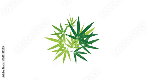 A cluster of stylized green bamboo leaves arranged in a circular pattern