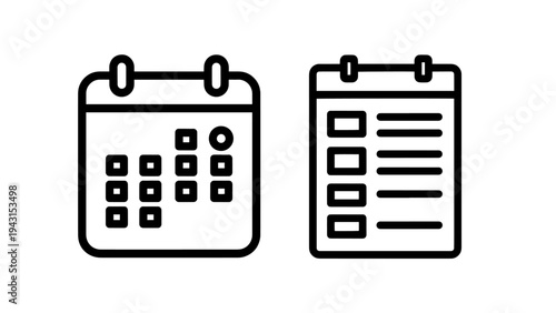 Caiendar and checklist icons for planning, scheduling, and task management