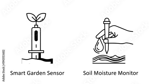 Smart garden sensor icon and soil moisture monitor vector graphic