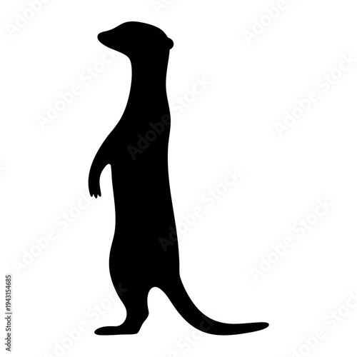 Silhouette of a meerkat standing upright, isolated on white background, stock vector