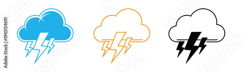 Weather icons depicting stormy conditions with lightning