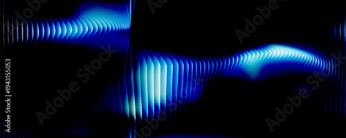 A captivating abstract digital artwork featuring smooth blue gradient waves against a dark backdrop, creating a futuristic and dynamic visual effect.