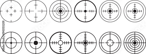 Weapon scope crosshair set vector targeting reticle sniper gun sight