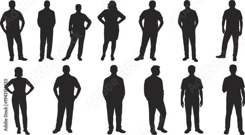 Vector Silhouette Set of People Lifting Weights and Exercising, Black Silhouettes of Athletes and Bodybuilders Training Isolated on White Background