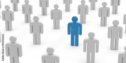 A diverse group of people with one individual highlighted in blue standing out from the crowd Vector