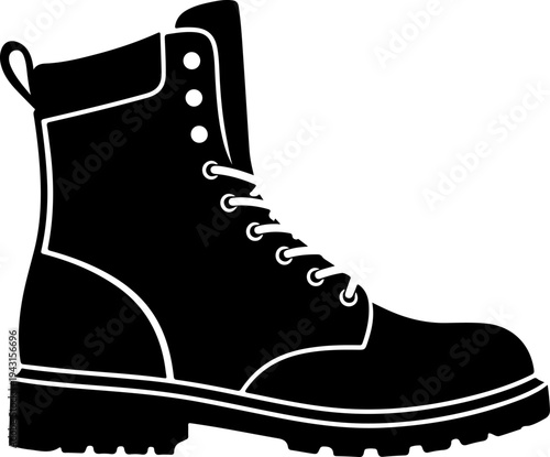 Combat boot silhouette vector illustration
